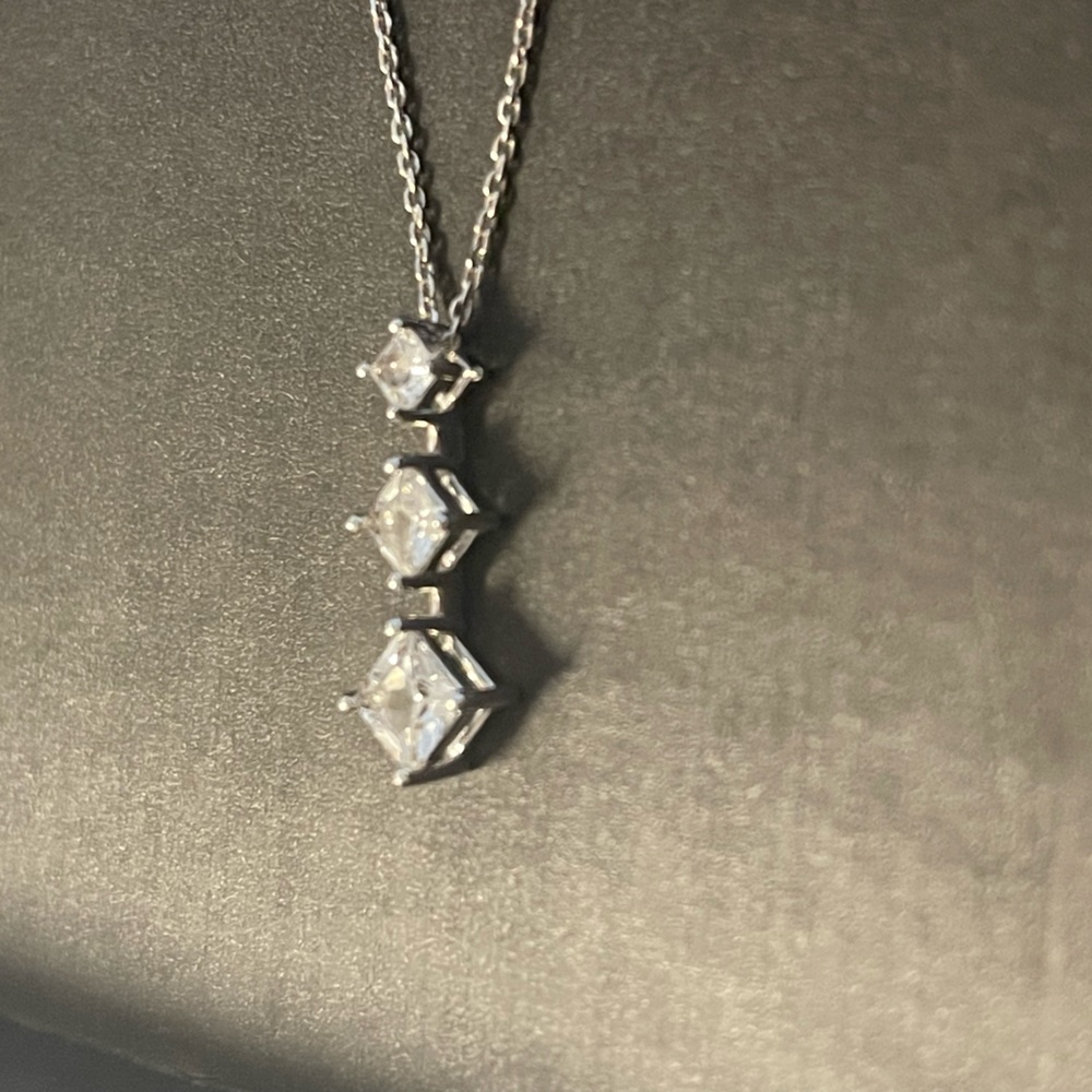 3 Diamond Pendant Sterling silver necklace